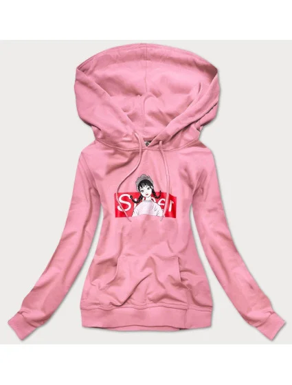 Dámská sportovní mikina ve špinavě růžové barvě s kapucí model 16150032 - Ambitionfly Dámská sportovní mikina ve špinavě růžové barvě s kapucí model 16150032 - Ambitionfly