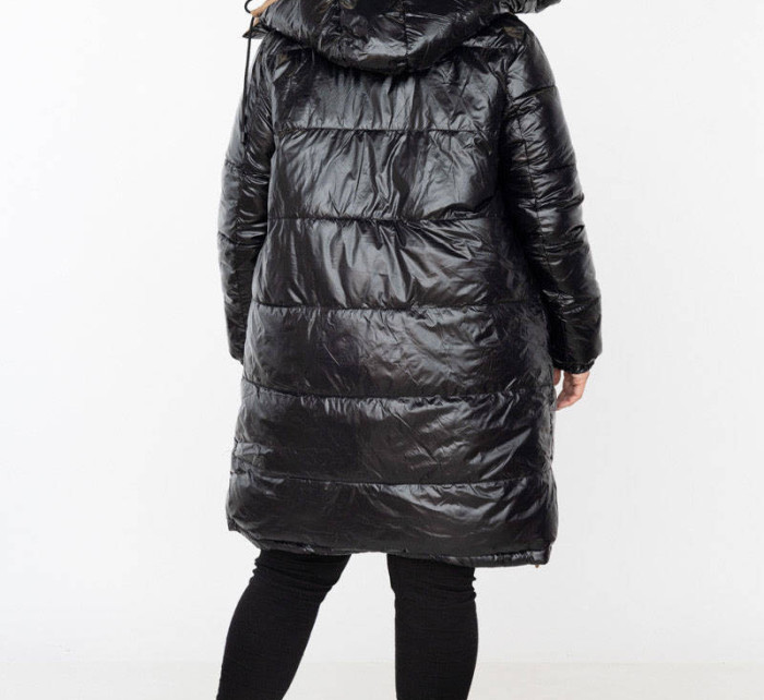 Černo-béžová hrubší oboustranná dámská zimní bunda (V768G)