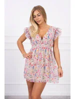 Květinové šaty s volánky pudrově růžové Květinové šaty s volánky pudrově růžové