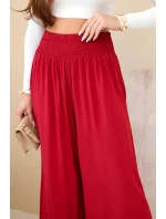 Dámské viskózové kalhoty s elastickým pasem bordové