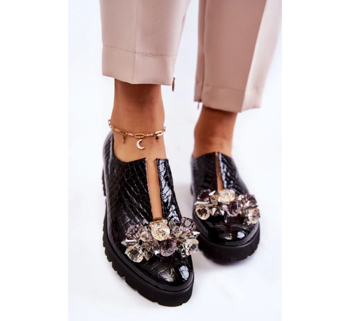 Elegantní lakované boty s  černá Cindy model 21601627 - Boto