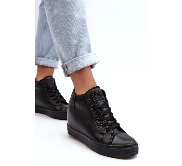 Dámské kožené boty na podpatku Big Star model 21637439 černé - Big Star Shoes Dámské kožené boty na podpatku Big Star model 21637439 černé - Big Star Shoes