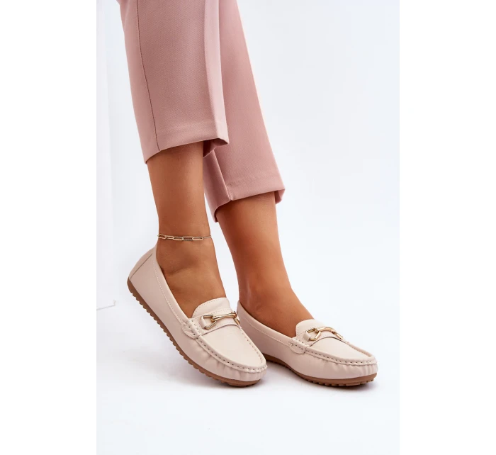 Dámské nazouvací mokasíny se zdobením Béžove model 21651198 - Boto