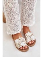 Pantofle S Dekorací Přírodní Kůže Zazoo 3667 Zlatý Opraný Pantofle S Dekorací Přírodní Kůže Zazoo 3667 Zlatý Opraný