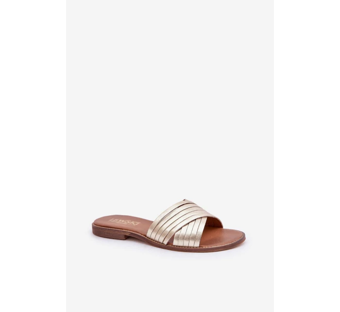 Kožené dámské pantofle Lewski Shoes model 21682360 zlaté - Boto Kožené dámské pantofle Lewski Shoes model 21682360 zlaté - Boto