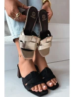 Dámské sandály na podpatku s pásky Eko semišové Černé model 21937775 - Boto