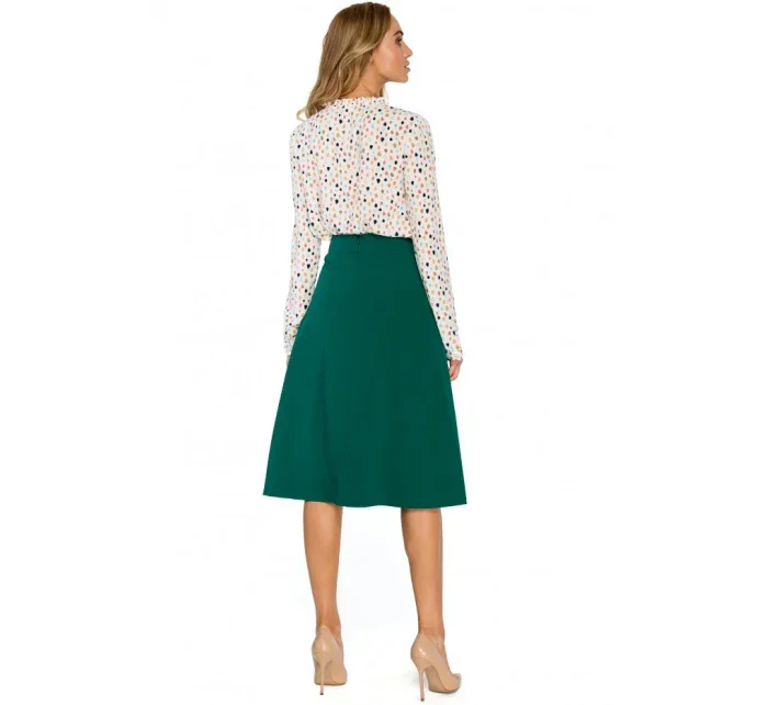 S133 Midi sukně áčkového střihu - zelená