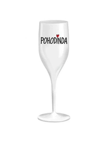 POHODINDA - bílá nerozbitná prosecco sklenice 150 ml