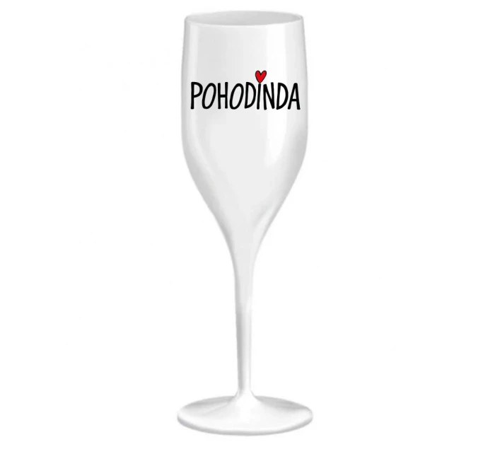 POHODINDA - bílá nerozbitná prosecco sklenice 150 ml