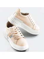 Béžové dámské tenisky sneakers s vysokou podrážkou (AD-576)