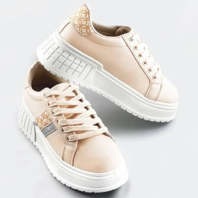 Béžové dámské tenisky sneakers s vysokou podrážkou (AD-576)