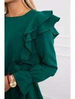 Šaty se model 20753767 volány tmavě zelené - K-Fashion
