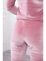 Velurová souprava se záhybem vzadu tmavě pudrově růžová