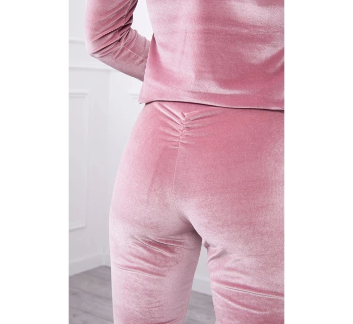 Velurová souprava se záhybem vzadu tmavě pudrově růžová