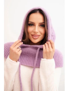 Dámská čepice s kapucí a pleteným model 21731164 světle fialová - K-Fashion