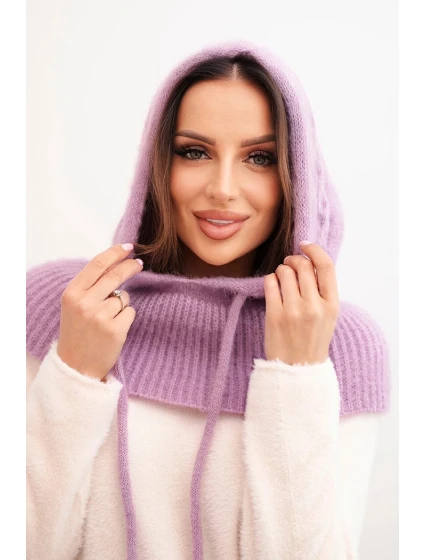 Dámská čepice s kapucí a pleteným model 21731164 světle fialová - K-Fashion Dámská čepice s kapucí a pleteným model 21731164 světle fialová - K-Fashion