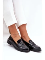 Elegantní Lakované Dámské Mokasíny Z Přírodní Kůže model 21686636 Černé - VINCEZA