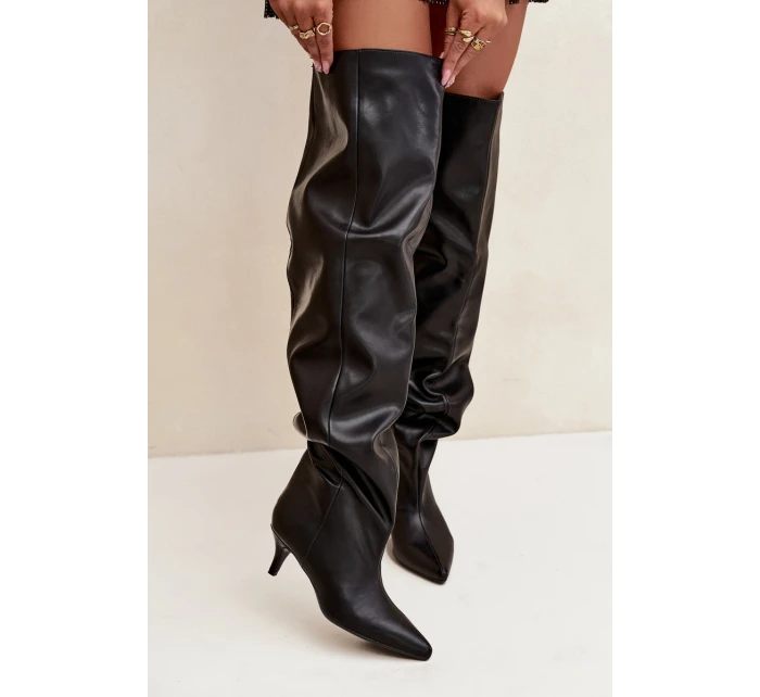 Nazouvací dámské kozačky na jehlovém podpatku černé Ysolienne Nazouvací dámské kozačky na jehlovém podpatku černé Ysolienne