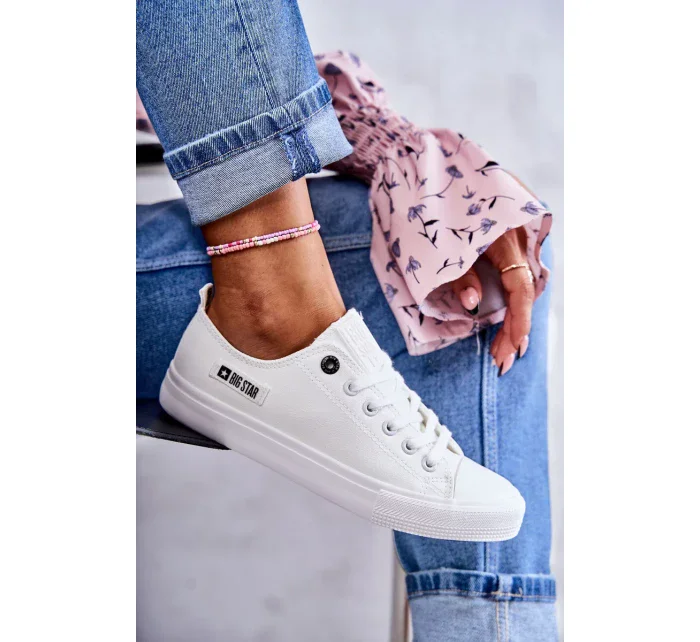 Dámské nízké kožené tenisky Big Star model 19974656 Bílé - Big Star Shoes Dámské nízké kožené tenisky Big Star model 19974656 Bílé - Big Star Shoes