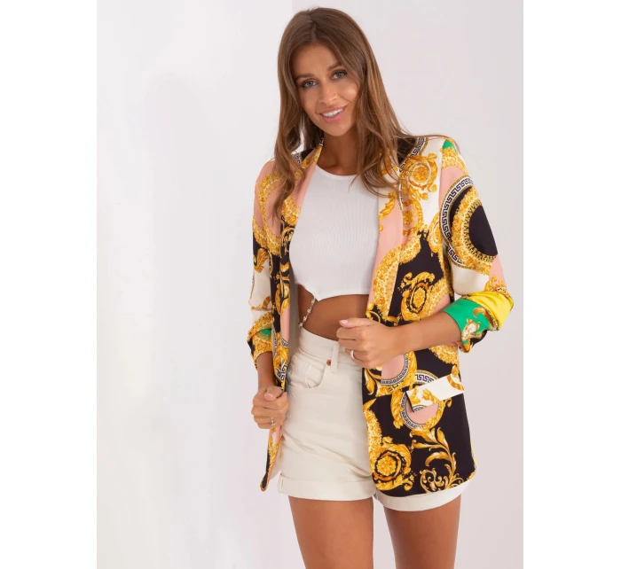 Dámské sako DHJ MA 7684B 3.95P zlato-černo-zelené - Rosa Rossa Dámské sako DHJ MA 7684B 3.95P zlato-černo-zelené - Rosa Rossa