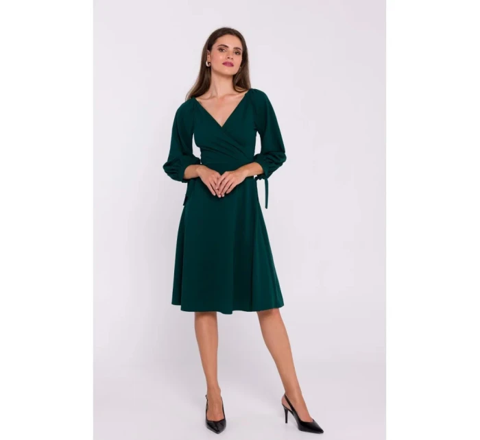 Šaty s rozšířenými rukávy model 21958994 zelené - STYLOVE
