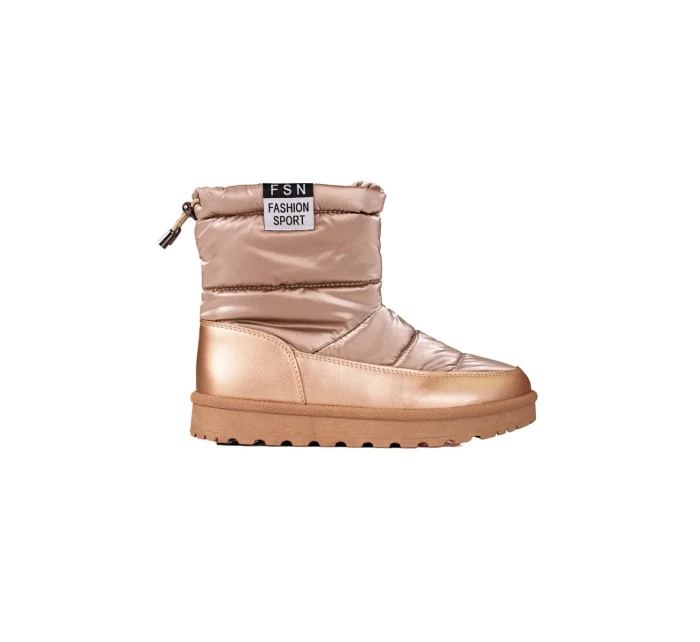 Trendy zlaté  sněhule dámské bez podpatku
