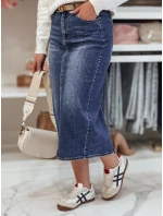 Džínová midi sukně s rozparkem MERITTA navy blue FashionStreet CY0482 Džínová midi sukně s rozparkem MERITTA navy blue FashionStreet CY0482
