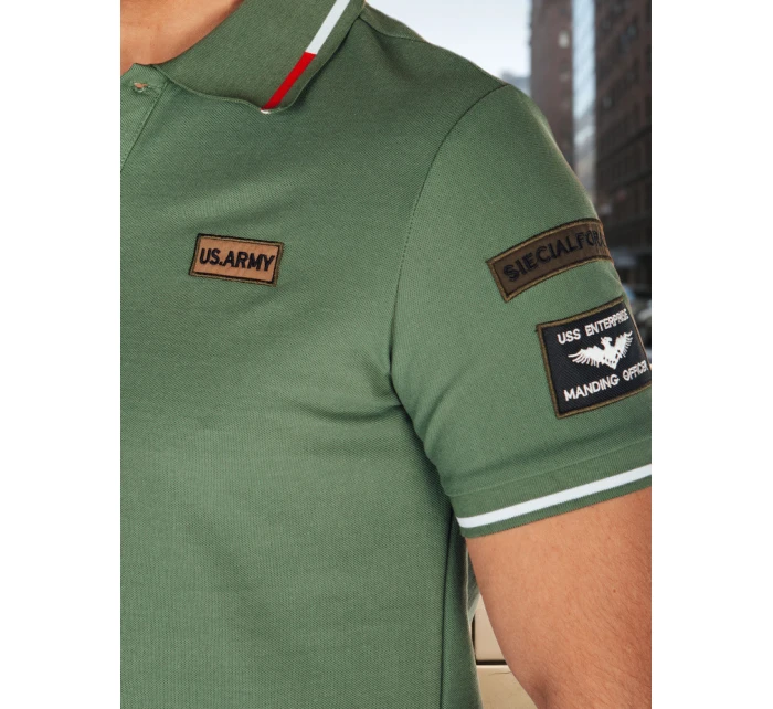 Pánská polokošile s nášivkami zelená Dstreet model 21987879 - FashionStreet