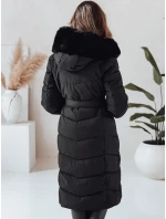 Dámská zimní dlouhá prošívaná bunda s kožešinou černá model 21991288 - Dstreet