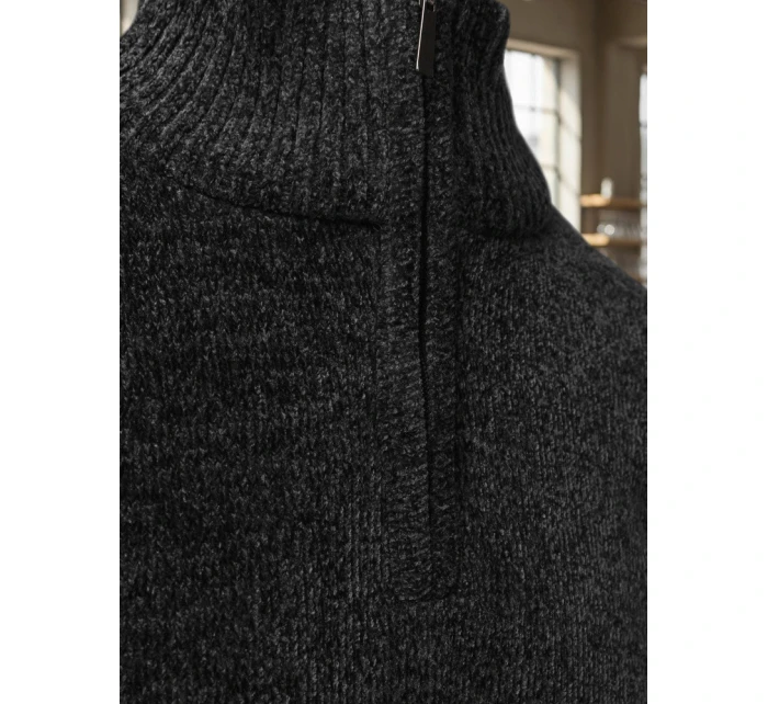 Pánský svetr s límečkem tmavě šedý FashionStreet WX2351