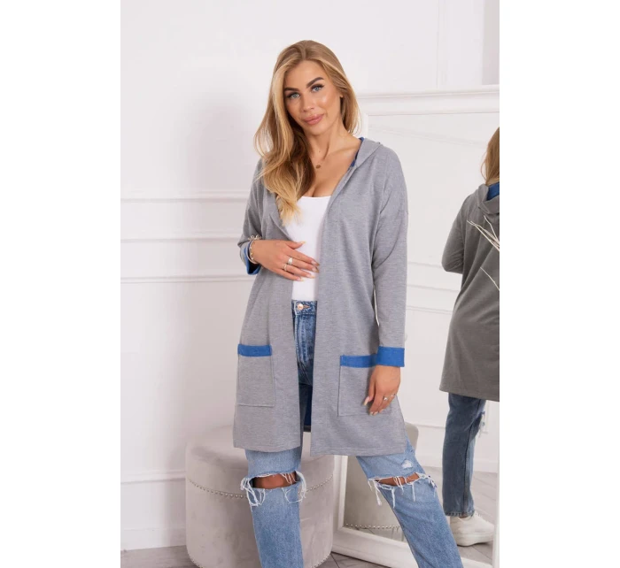 Dvoubarevná pláštěnka s kapucí chrpová+šedá