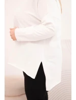 Dámská blůza Plus Size asymetrická s dlouhým rukávem bílá