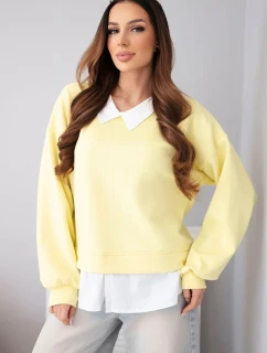 Dámská máslová mikina z viskózy s model 22014147 vsadkou žlutá - K-Fashion