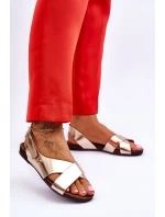 kožené sandály na suchý zip Zlaté Addison