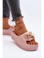 Dámské žabky s mašlí Růžové model 21652092 - Boto