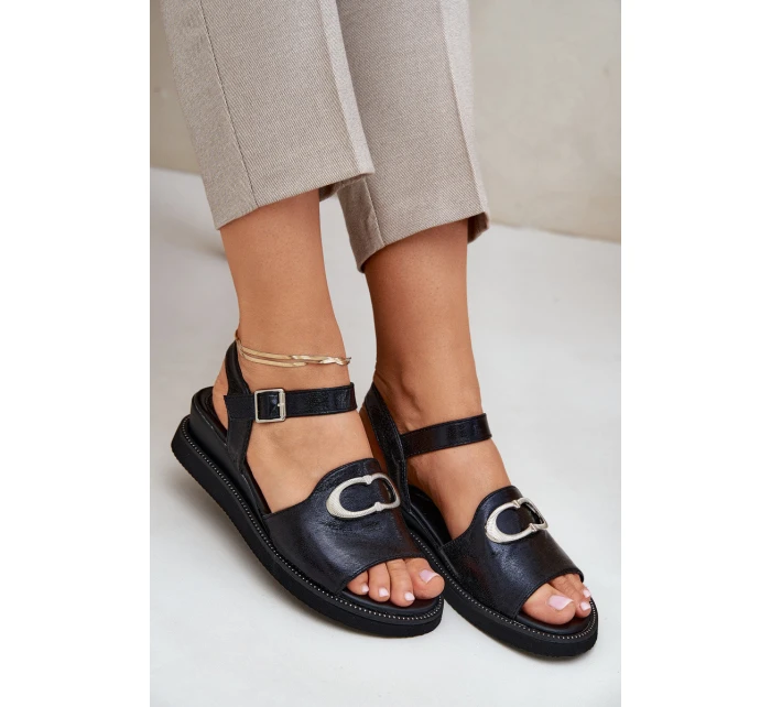 Dámské Sandály Na Klínu S Ozdobou Černé model 21685264 - Boto Dámské Sandály Na Klínu S Ozdobou Černé model 21685264 - Boto