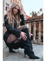 Dámské kozačky na jehlovém podpatku nazouvací černé Mavilla