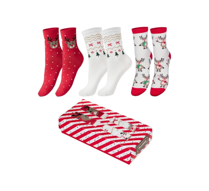Souprava Vánočních Ponožek V Krabici 3 Páry