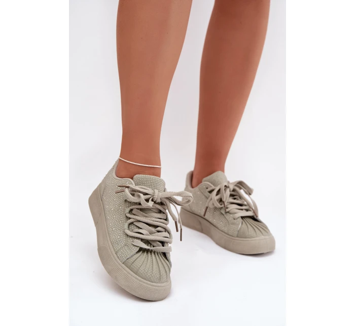 Ozdobené dámské tenisky zelené model 21834867 - Boto