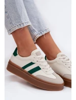 Dámské tenisky na platformě z eko kůže – bílo-zelené Elaraven Dámské tenisky na platformě z eko kůže – bílo-zelené Elaraven