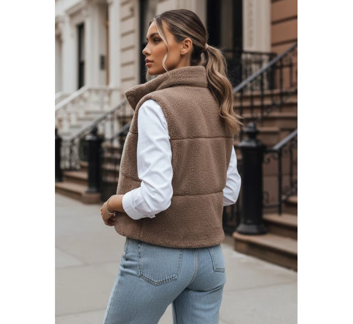 BEEWARM dámská vesta z ovčí kůže v barvě camel FashionStreet TY3800