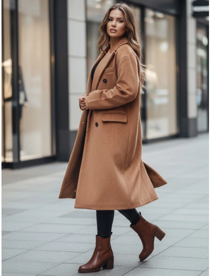 Dámský zimní kabát dlouhý oversize camel FashionStreet NY0766z