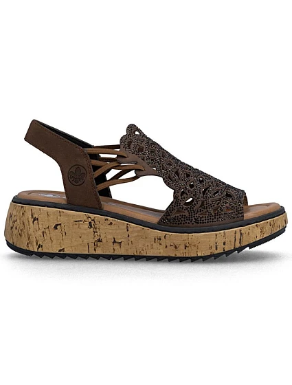 Hnědé dámské sandály na platformě model 22122440 - Rieker Hnědé dámské sandály na platformě model 22122440 - Rieker