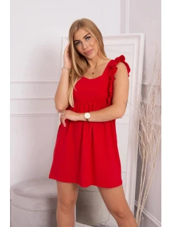 Šaty s volánky na bocích červené