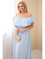 Dámské šaty Plus Size s volánem a elastickým pasem modré