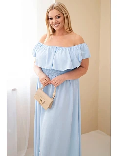 Dámské šaty Plus Size s volánem a elastickým pasem modré
