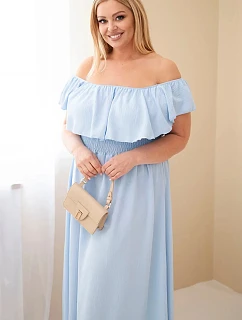 Dámské šaty Plus Size s volánem a elastickým pasem modré