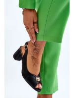 Módní kožené sandály na podpatku Černé model 21613315 - EVENTO Módní kožené sandály na podpatku Černé model 21613315 - EVENTO