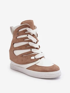 Kožené Botky Na Šněrovací Bežové model 21635438 - Boto