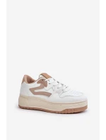 Dámské kožené sportovní boty na masivní platformě béžové model 21671302 - Boto Dámské kožené sportovní boty na masivní platformě béžové model 21671302 - Boto